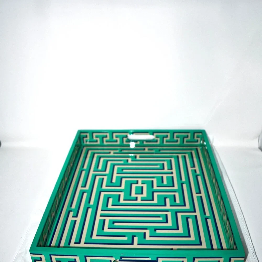 Jonathon Adler Labyrinth Lacquer Tray in Neon Classical # 35132 Details: Crafte